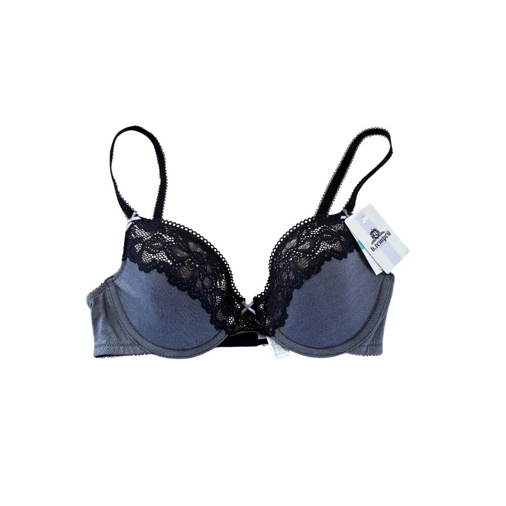 BTemptd Bra Womens 32C Denim Black Lace Lightly Padded